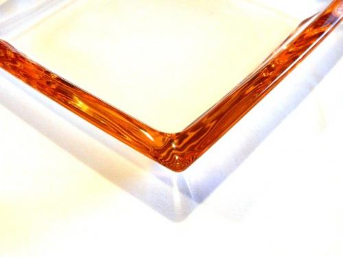 Miska hranatá Corner sklenená Leonardo oranžový pruh 20 x 20 cm