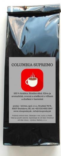 Columbia Supremo pražená zrnková káva 100 % Arabica 250g